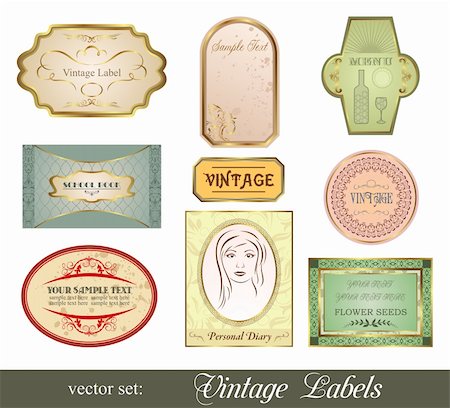 Illustration set retro variation vintage labels - vector Stock Photo - Budget Royalty-Free & Subscription, Code: 400-04351388