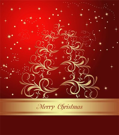 simsearch:400-05165579,k - Celebration card with abstract christmas floral tree. Vector Stock Photo - Budget Royalty-Free & Subscription, Code: 400-04351381