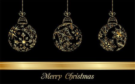 simsearch:400-07836814,k - Illustration set Christmas balls made from golden snowflakes - vector Foto de stock - Super Valor sin royalties y Suscripción, Código: 400-04351394