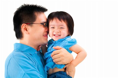 Happy father and daughter on white background Stock Photo - Budget Royalty-Free & Subscription, Code: 400-04351445