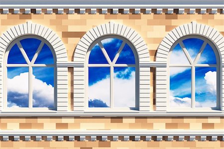 Illustration of classical decorated facade with three windows Stock Photo - Budget Royalty-Free & Subscription, Code: 400-04351575