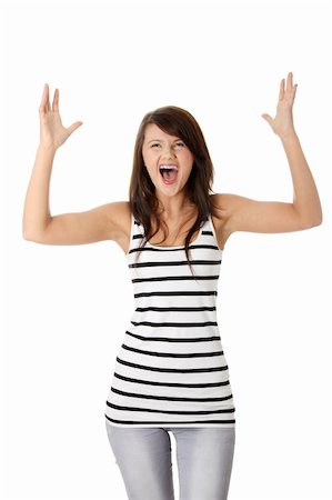 portrait screaming girl - Close Up Shot of a Beautiful Angry Teenager, isolated on white background Stock Photo - Budget Royalty-Free & Subscription, Code: 400-04351618