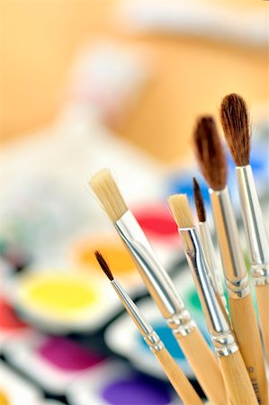 painter palette photography - Artist paintbrushes Stock Photo - Budget Royalty-Free & Subscription, Code: 400-04351669