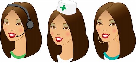 Collection of three different women profession avatars. Stock Photo - Budget Royalty-Free & Subscription, Code: 400-04351719