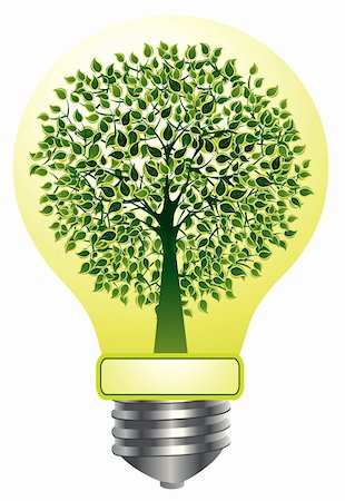 simsearch:400-07556059,k - Vector lightbulb with green tree Stockbilder - Microstock & Abonnement, Bildnummer: 400-04351957