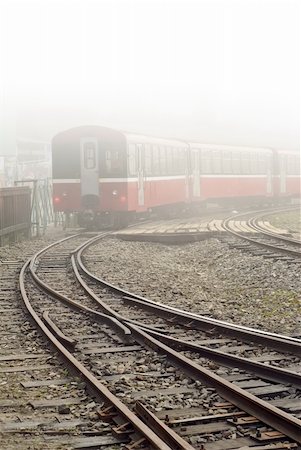 simsearch:400-05247494,k - Train and railway in mist in Alishan National Scenic Area, Taiwan, Asia. Photographie de stock - Aubaine LD & Abonnement, Code: 400-04352046