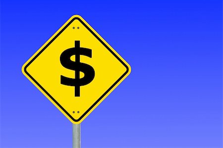 space money sign - yellow road sign with dollar money symbol and copyspace Stock Photo - Budget Royalty-Free & Subscription, Code: 400-04352134