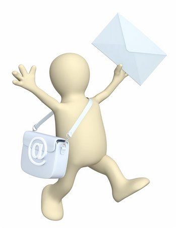 simsearch:400-06849040,k - 3d puppet a symbol email and letter. Isolated over white Stock Photo - Budget Royalty-Free & Subscription, Code: 400-04352180