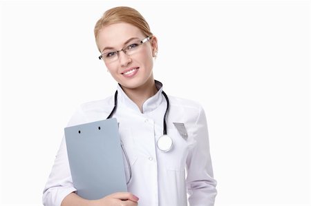 simsearch:400-04375768,k - An attractive young doctor on a white background Foto de stock - Royalty-Free Super Valor e Assinatura, Número: 400-04352576