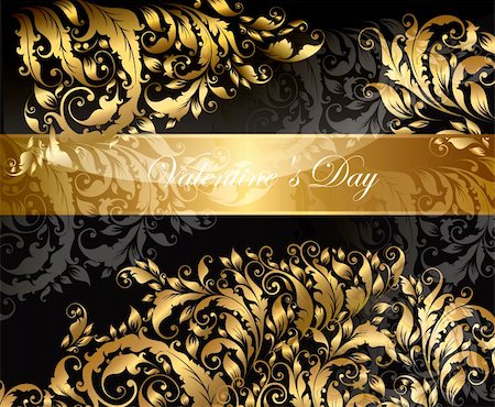 Vector background with gold curly ornaments Stock Photo - Budget Royalty-Free & Subscription, Code: 400-04352618