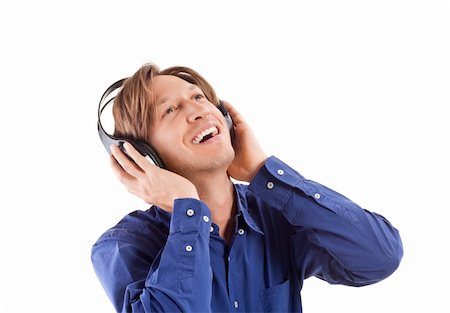 young men feeling the music, isolated on white Stock Photo - Budget Royalty-Free & Subscription, Code: 400-04352738