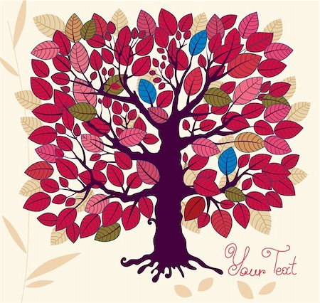 Vector illustration with multicolored tree Stock Photo - Budget Royalty-Free & Subscription, Code: 400-04352797