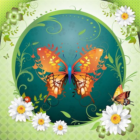 simple grass pattern - Background with butterflies and flowers Stock Photo - Budget Royalty-Free & Subscription, Code: 400-04353127
