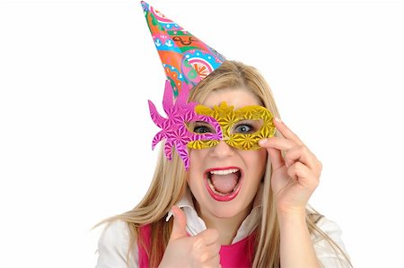simsearch:400-07748143,k - Pretty party female celebrating birthsday and having fun. isolated Stock Photo - Budget Royalty-Free & Subscription, Code: 400-04353224