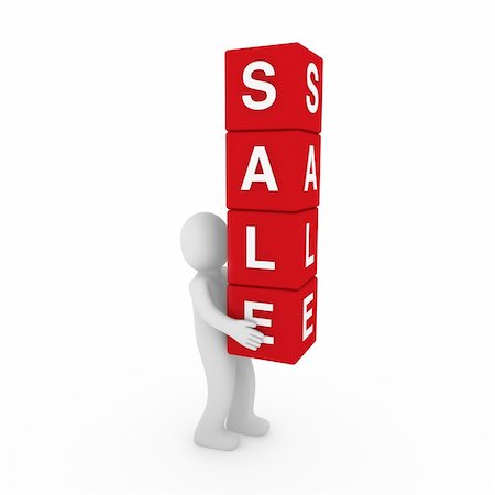simsearch:400-04372997,k - 3d sale human red cube sell business discount Fotografie stock - Microstock e Abbonamento, Codice: 400-04353284