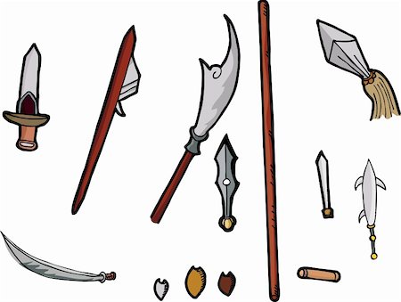 Set of 11 ancient Chinese weapons with interchangeable parts Photographie de stock - Aubaine LD & Abonnement, Code: 400-04353299