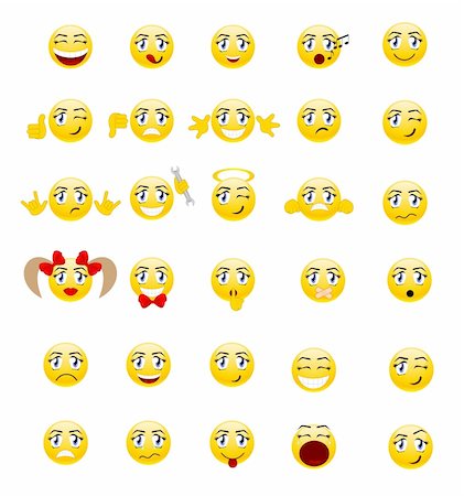 emoticons - Set of cool smiles. Vector illustration, isolated on a white. Stock Photo - Budget Royalty-Free & Subscription, Code: 400-04353366