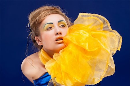 simsearch:400-06083238,k - woman with glamour make-up on blue background Stock Photo - Budget Royalty-Free & Subscription, Code: 400-04353386