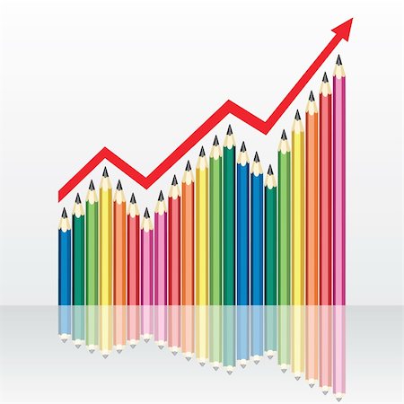 pencils graph - stock graph made by colorful pencil Stock Photo - Budget Royalty-Free & Subscription, Code: 400-04353427