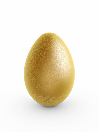 simsearch:614-05556962,k - gold egg with  decorative pattern on white background Stock Photo - Budget Royalty-Free & Subscription, Code: 400-04353686