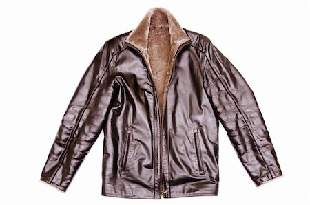 black leather jacket isolated on white background Stock Photo - Budget Royalty-Free & Subscription, Code: 400-04364214