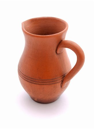 simsearch:400-05751963,k - Handmade pottery clay jug isolated on white Foto de stock - Royalty-Free Super Valor e Assinatura, Número: 400-04364251