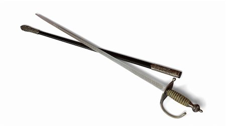 rapier - Steel small sword and scabbard isolated on white Photographie de stock - Aubaine LD & Abonnement, Code: 400-04364301