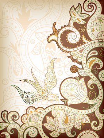 Illustration of abstract floral scrolls in asia style. Photographie de stock - Aubaine LD & Abonnement, Code: 400-04364407