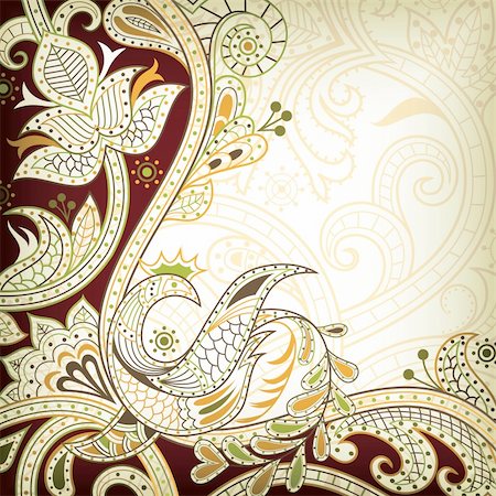 Illustration of abstract floral scrolls in asia style. Stockbilder - Microstock & Abonnement, Bildnummer: 400-04364403