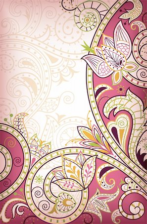 Illustration of abstract floral scrolls in asia style. Photographie de stock - Aubaine LD & Abonnement, Code: 400-04364410