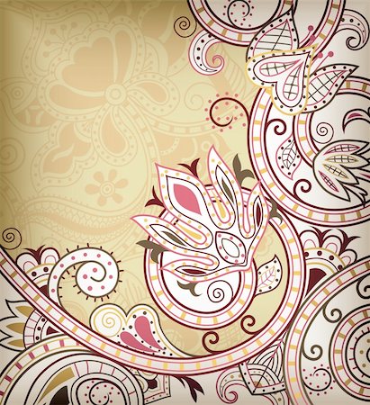 Illustration of abstract floral scrolls in asia style. Photographie de stock - Aubaine LD & Abonnement, Code: 400-04364411