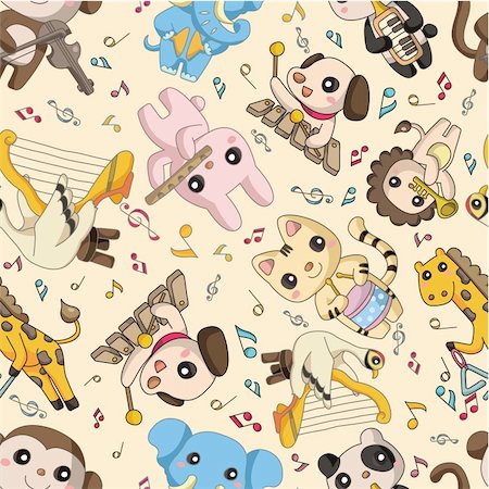 seamless animal play music pattern Foto de stock - Super Valor sin royalties y Suscripción, Código: 400-04364849