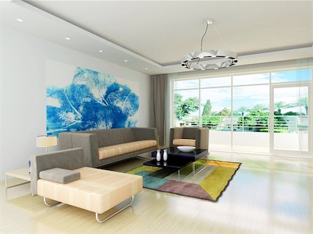 simsearch:400-08575434,k - living room with modern style.3d render Foto de stock - Royalty-Free Super Valor e Assinatura, Número: 400-04365004