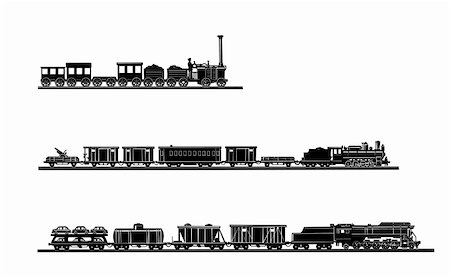 vector set old train on white background Foto de stock - Super Valor sin royalties y Suscripción, Código: 400-04365513