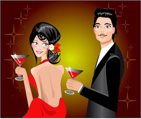 Couple enjoying drink in party Man and woman at disco club Stock Photo - Budget Royalty-Free & Subscription, Code: 400-04365626