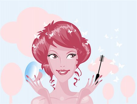 simsearch:400-08096297,k - Pretty woman applying make up Stock Photo - Budget Royalty-Free & Subscription, Code: 400-04365636