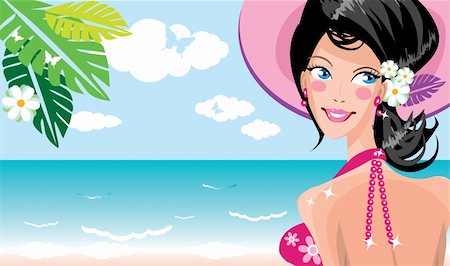 simsearch:400-09029048,k - Vector illustration of Summer woman Stock Photo - Budget Royalty-Free & Subscription, Code: 400-04365642