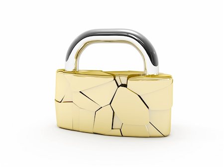 simsearch:400-04359676,k - Broken padlock.  Image generated in 3D application. High resolution image. Stock Photo - Budget Royalty-Free & Subscription, Code: 400-04365724