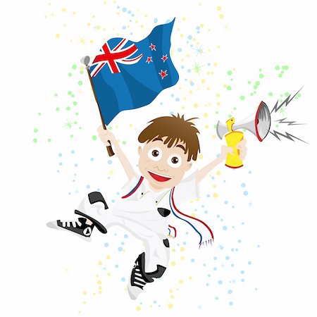 simsearch:400-04340190,k - Vector - New Zealand Sport Fan with Flag and Horn Photographie de stock - Aubaine LD & Abonnement, Code: 400-04365800