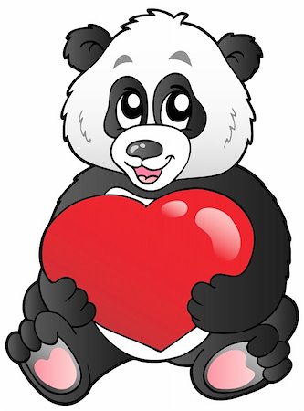 simsearch:400-05913687,k - Cartoon panda holding red heart - vector illustration. Foto de stock - Super Valor sin royalties y Suscripción, Código: 400-04365836