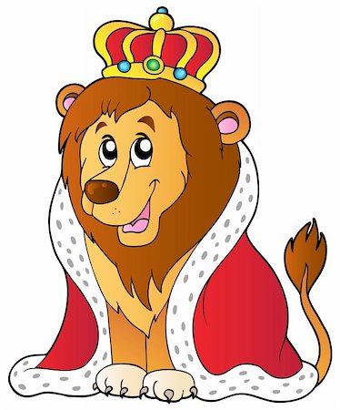 simsearch:400-07261281,k - Cartoon lion in king outfit - vector illustration. Stockbilder - Microstock & Abonnement, Bildnummer: 400-04365833