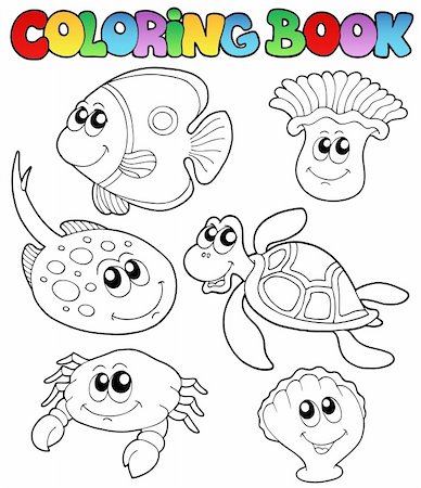 simsearch:400-06170525,k - Coloring book with marine animals 3 - vector illustration. Stock Photo - Budget Royalty-Free & Subscription, Code: 400-04365846