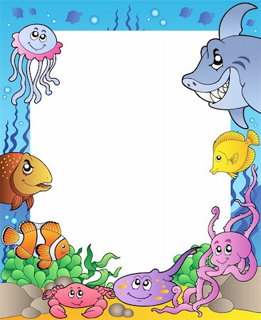 simsearch:400-04121044,k - Frame with sea fishes 1 - vector illustration. Photographie de stock - Aubaine LD & Abonnement, Code: 400-04365862