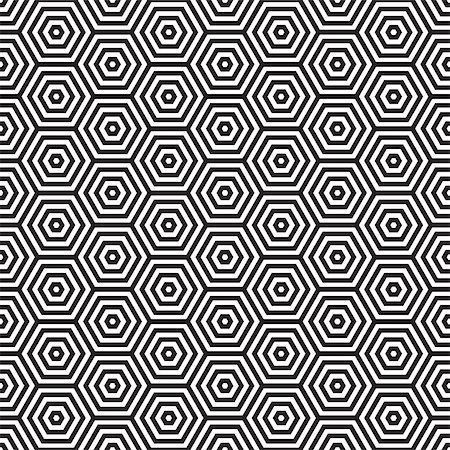 Seventies inspired hexagon seamless pattern background in black and white Stock Photo - Budget Royalty-Free & Subscription, Code: 400-04366160