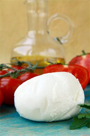 scenic dinner - Italian mozzarella cheese tomatoes olive oil Stock Photo - Budget Royalty-Free & Subscription, Code: 400-04366246