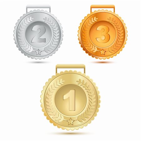illustration of metallic medals on white background Stock Photo - Budget Royalty-Free & Subscription, Code: 400-04366250