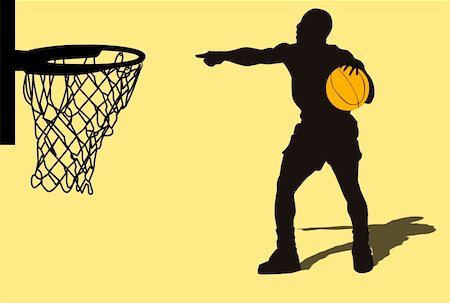 running action clip art - Silhouette of a basketball player, playing a game Stock Photo - Budget Royalty-Free & Subscription, Code: 400-04366459