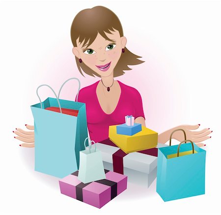 A woman that is very happy with all her purchases Stock Photo - Budget Royalty-Free & Subscription, Code: 400-04366474