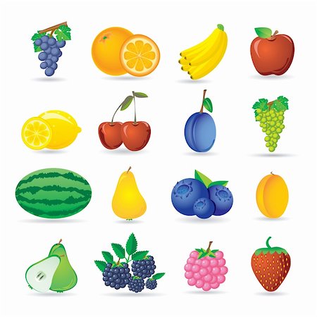 simsearch:400-05709366,k - fruit icons set Stock Photo - Budget Royalty-Free & Subscription, Code: 400-04366546