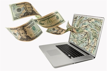 Money Flying out of laptop Stock Photo - Budget Royalty-Free & Subscription, Code: 400-04366556